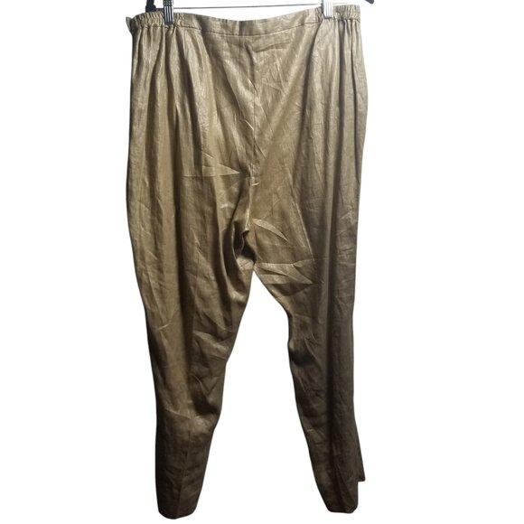 Lauren Ralph Lauren Women's Linen Cropped Gold Tan Straight Pant Sz 16W - Picture 2 of 4